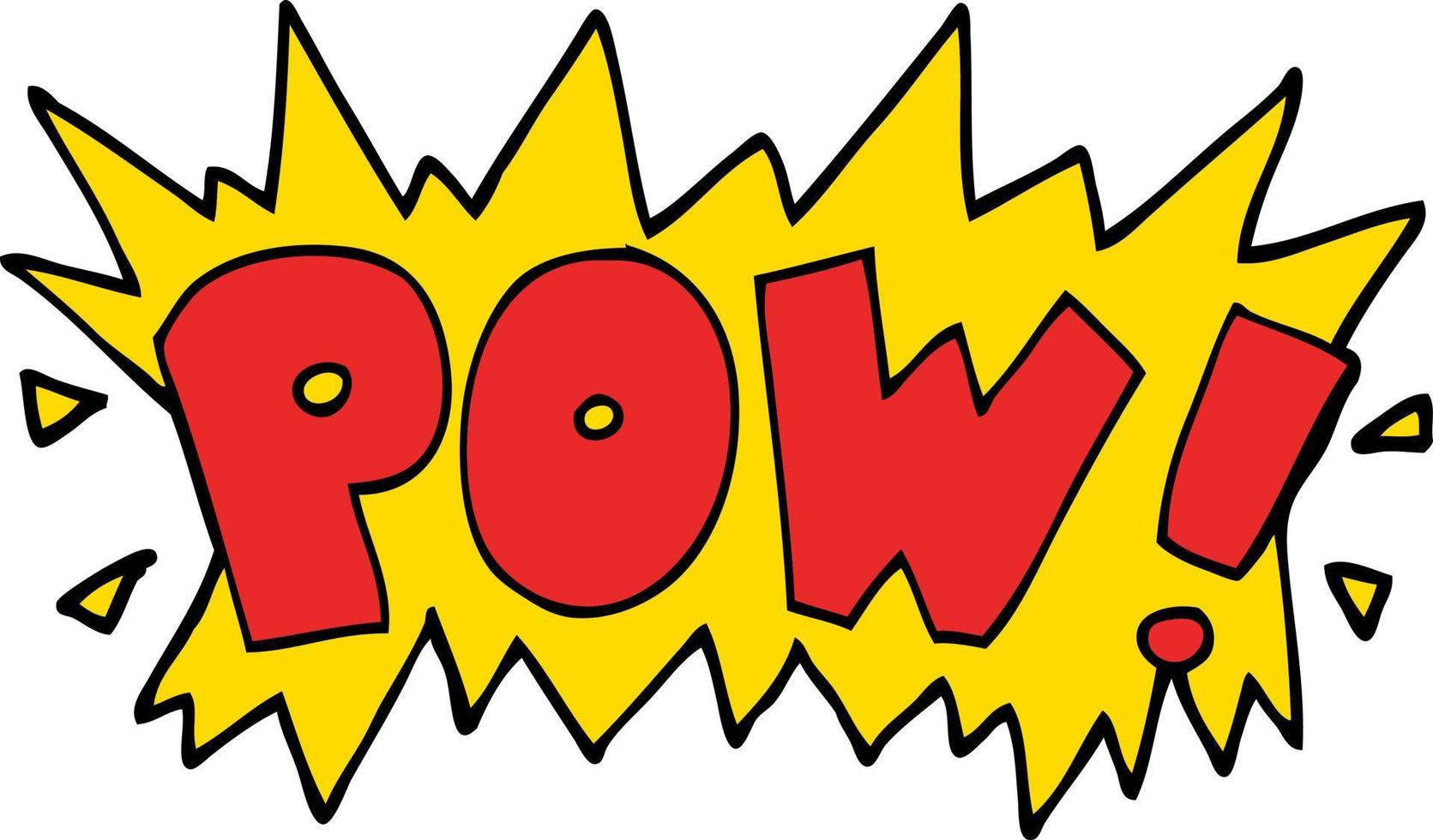cartoon doodle word pow vector