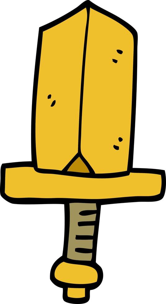 cartoon doodle gold dagger vector