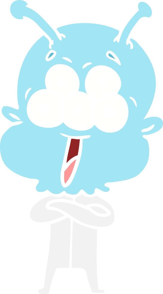 happy flat color style cartoon alien vector