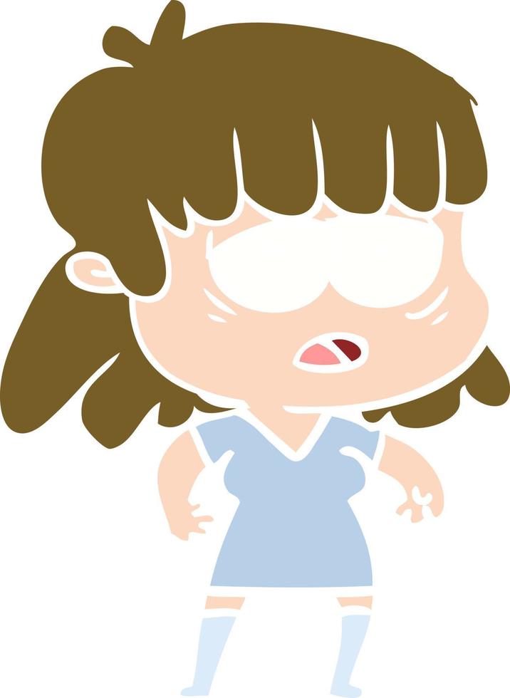 flat color style cartoon tired woman vector