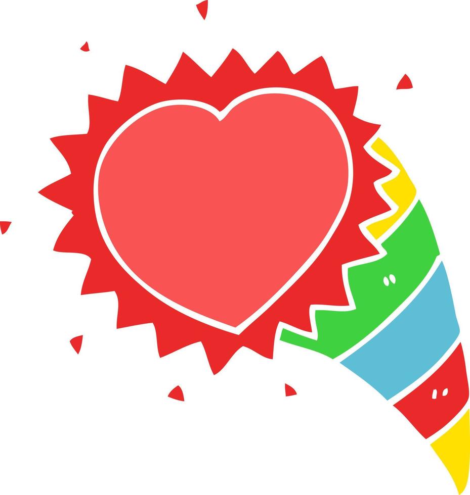 símbolo de corazón de amor de dibujos animados de estilo de color plano vector