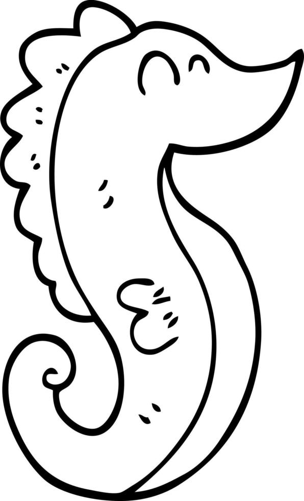 line drawing cartoon sea horse vector