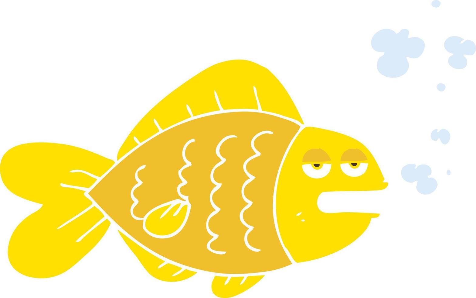 flat color illustration of a cartoon funny fish vector