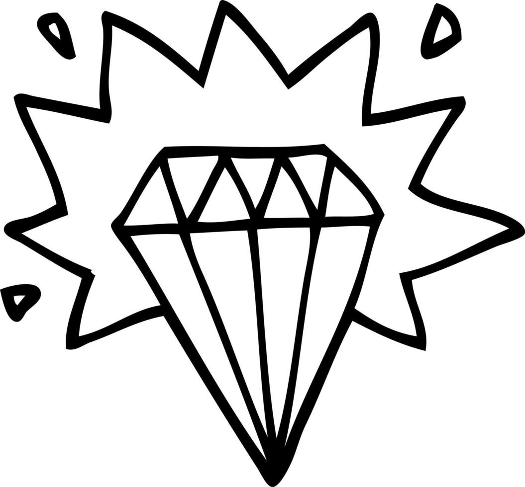 line drawing cartoon tattoo diamond vector