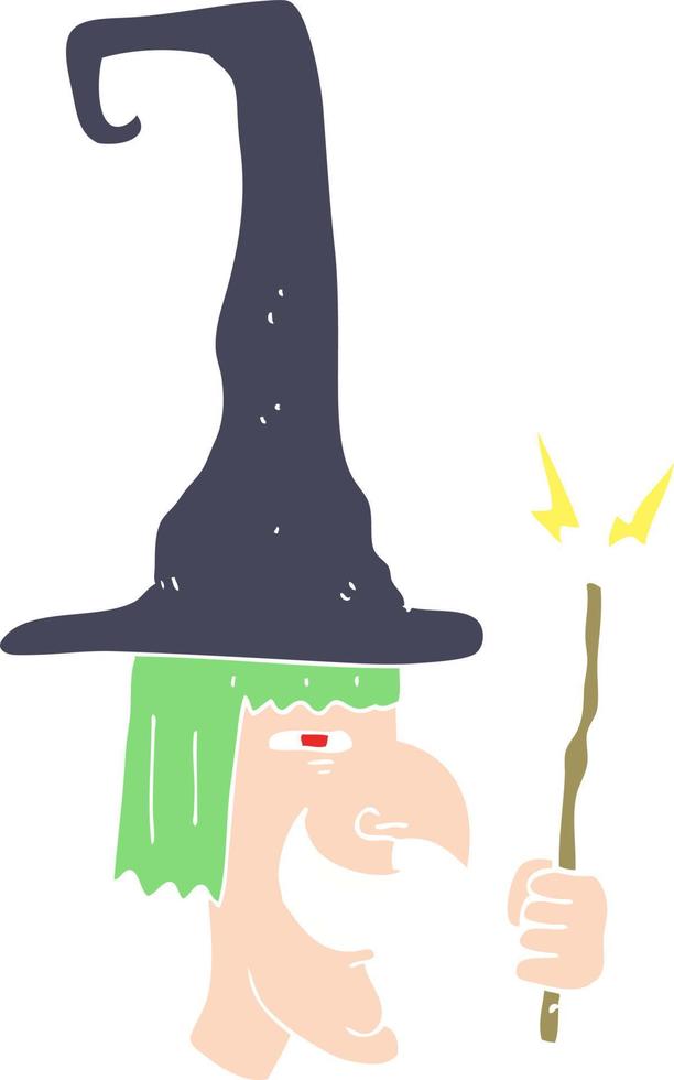 flat color illustration of a cartoon laughing witch vector