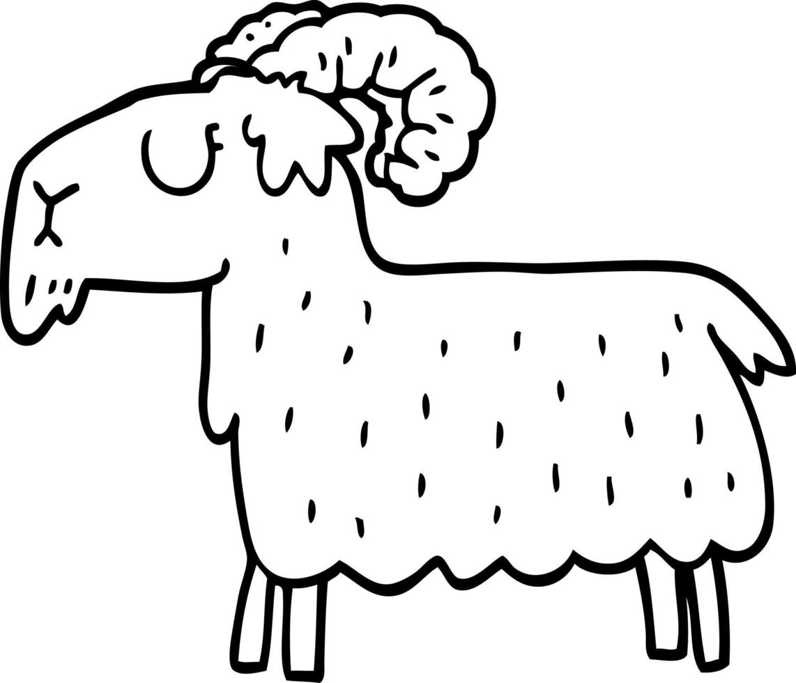 line drawing cartoon black goat vector