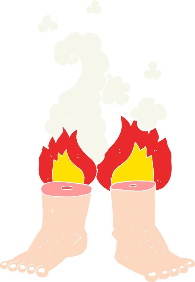 flat color illustration of a cartoon of spontaneous human combustion vector