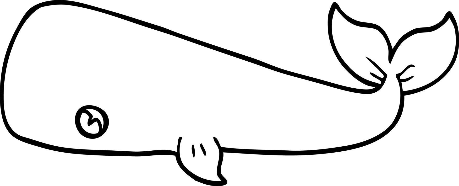 ballena de dibujos animados de dibujo lineal vector