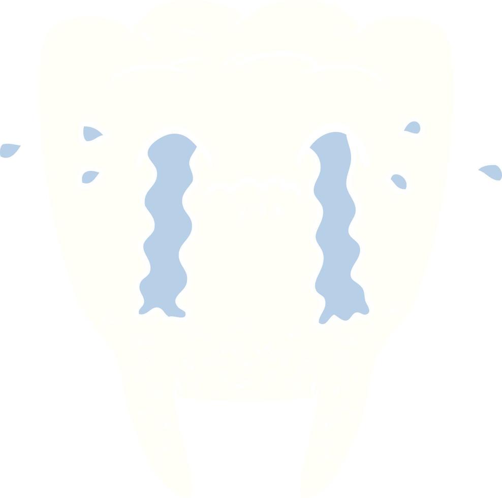 flat color style cartoon tooth crying vector