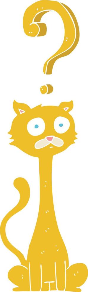 flat color illustration of a cartoon curious cat vector