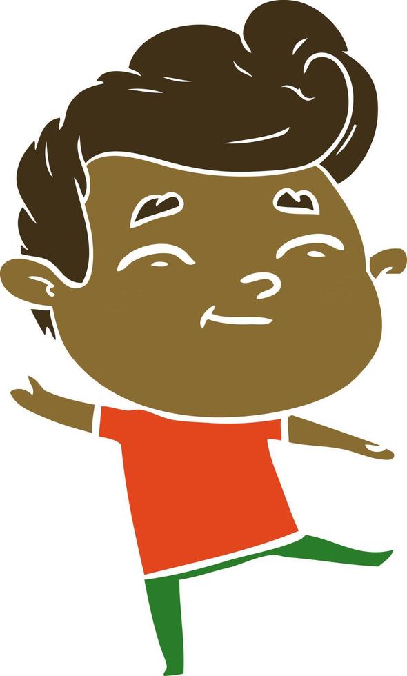 happy flat color style cartoon man vector