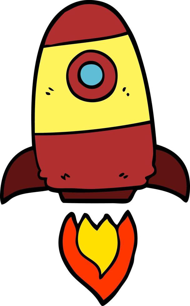 cartoon doodle space rocket vector