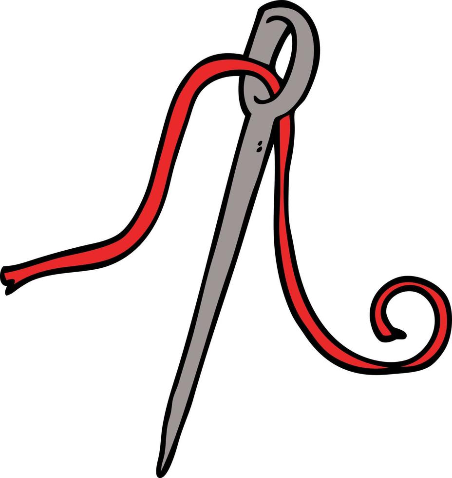 cartoon doodle needle and thread vector