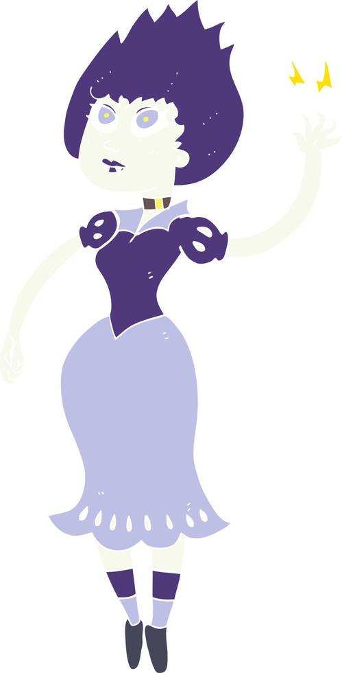 flat color illustration of a cartoon vampire girl vector