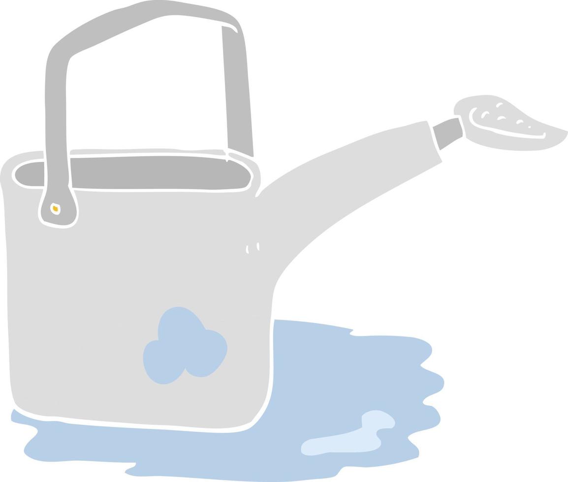 flat color illustration of a cartoon watering can vector