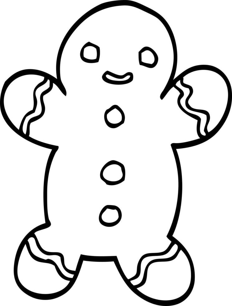 line drawing cartoon gingerbread man vector
