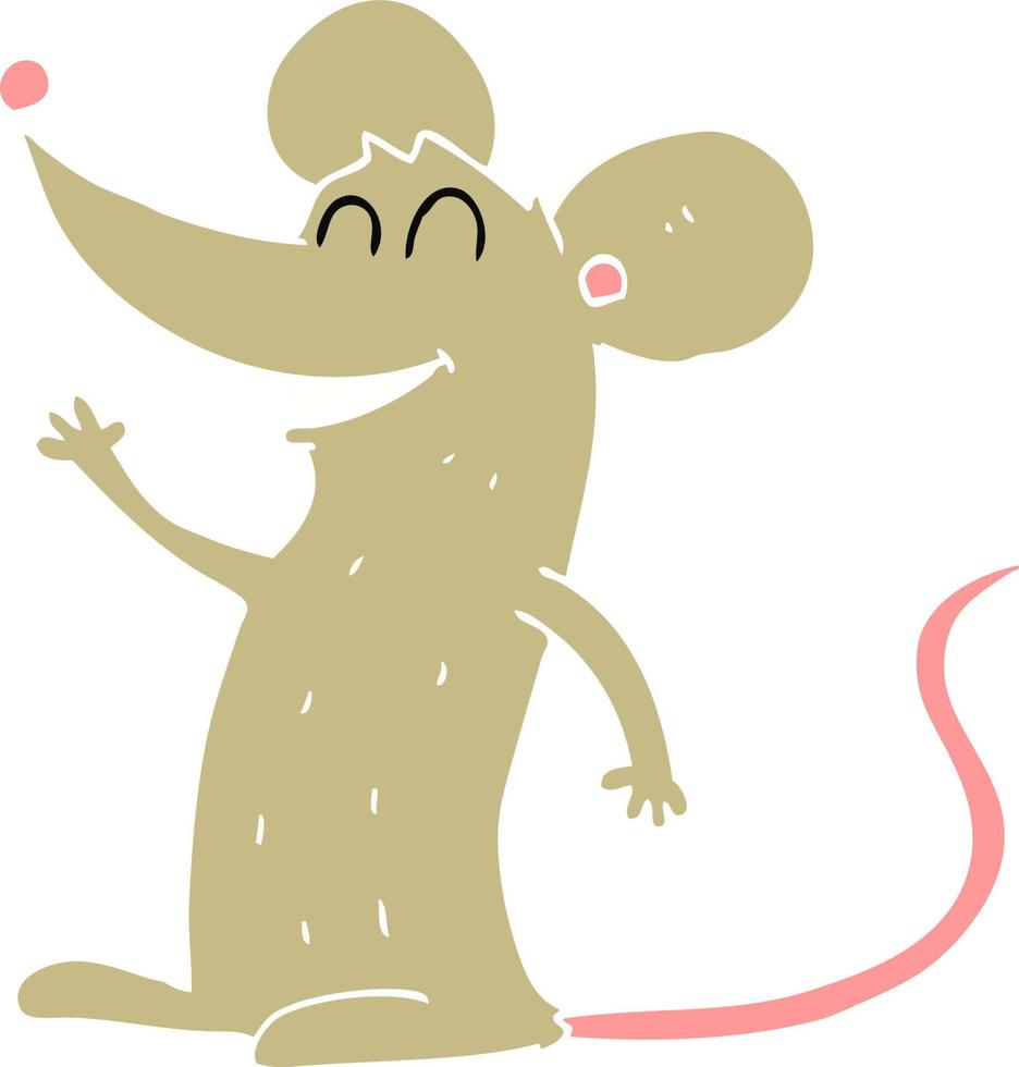 ilustración de color plano de un ratón de dibujos animados vector