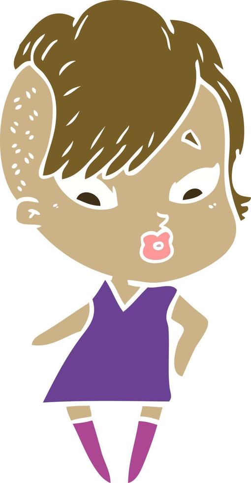 flat color style cartoon surprised girl vector