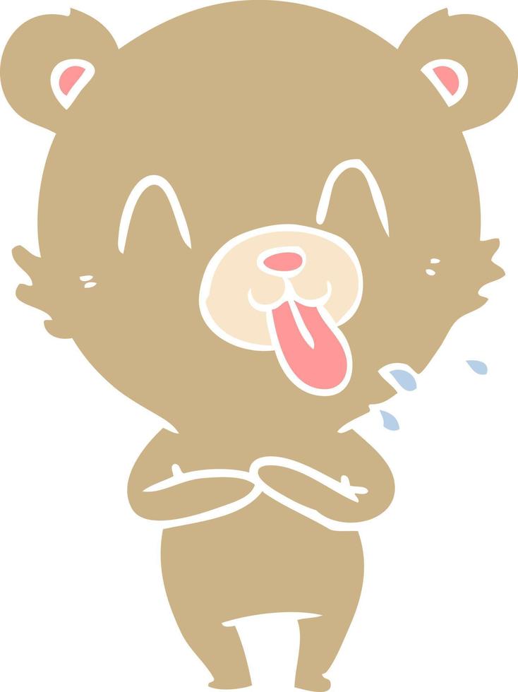 rude flat color style cartoon bear vector