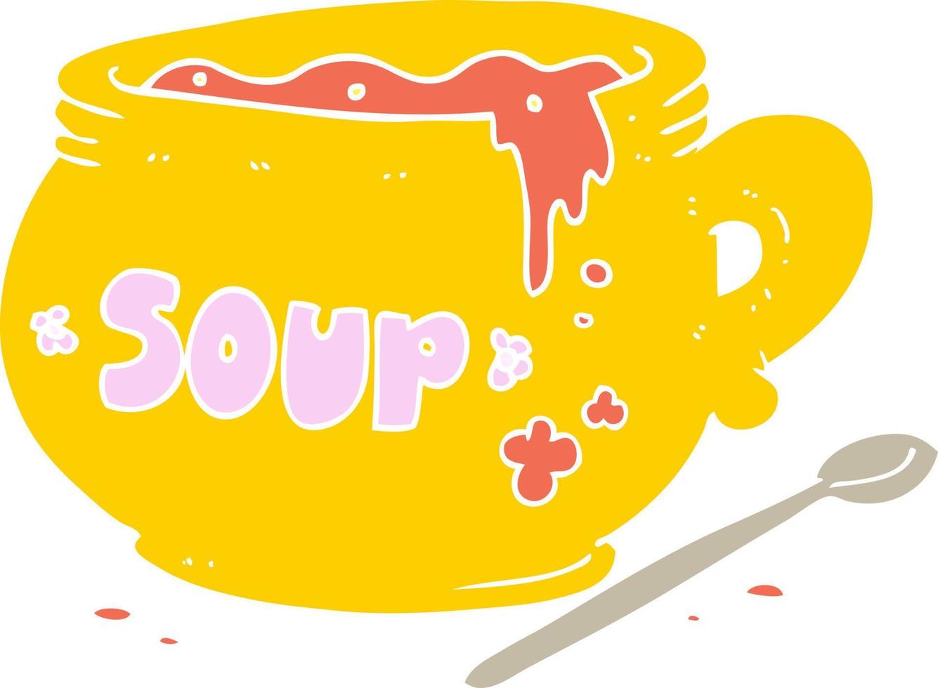 flat color illustration of a cartoon bowl of soup vector