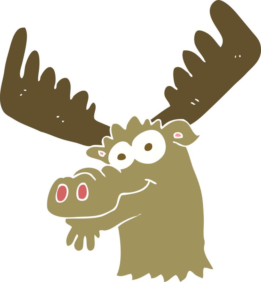 flat color illustration of a cartoon moose vector