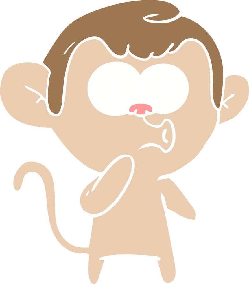 flat color style cartoon hooting monkey vector