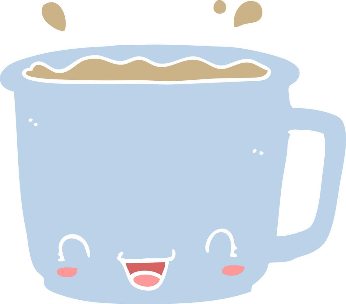 flat color style cartoon cup of coffee vector