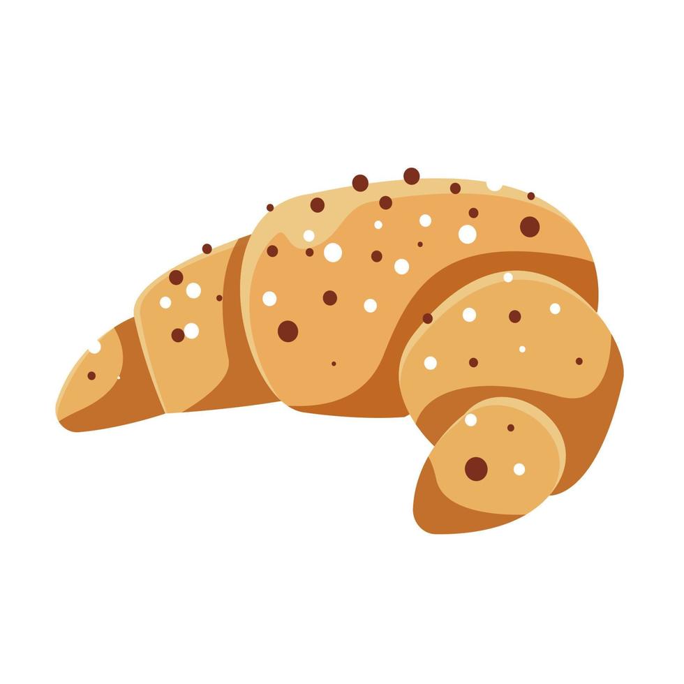 croissant apetitoso. dibujos animados de vector de croissant