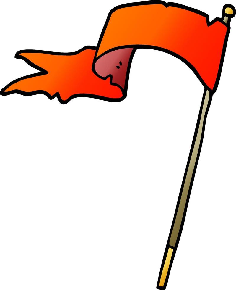 cartoon doodle waving flag vector