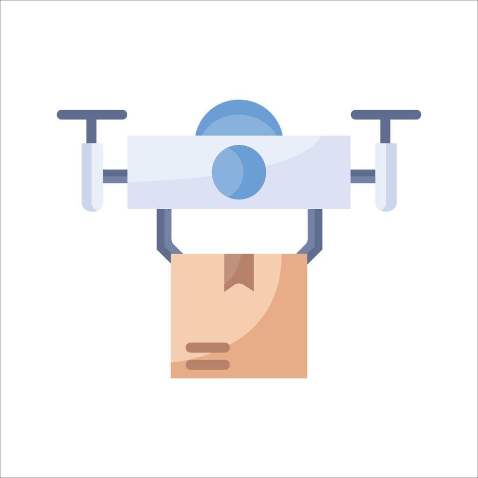 icono plano de drone de entrega de paquetes vector