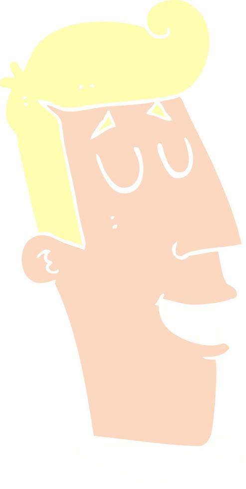 flat color illustration of a cartoon grinning man vector