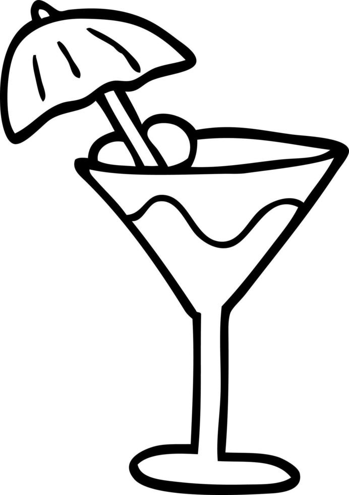 bebida de martini de dibujos animados de dibujo lineal vector