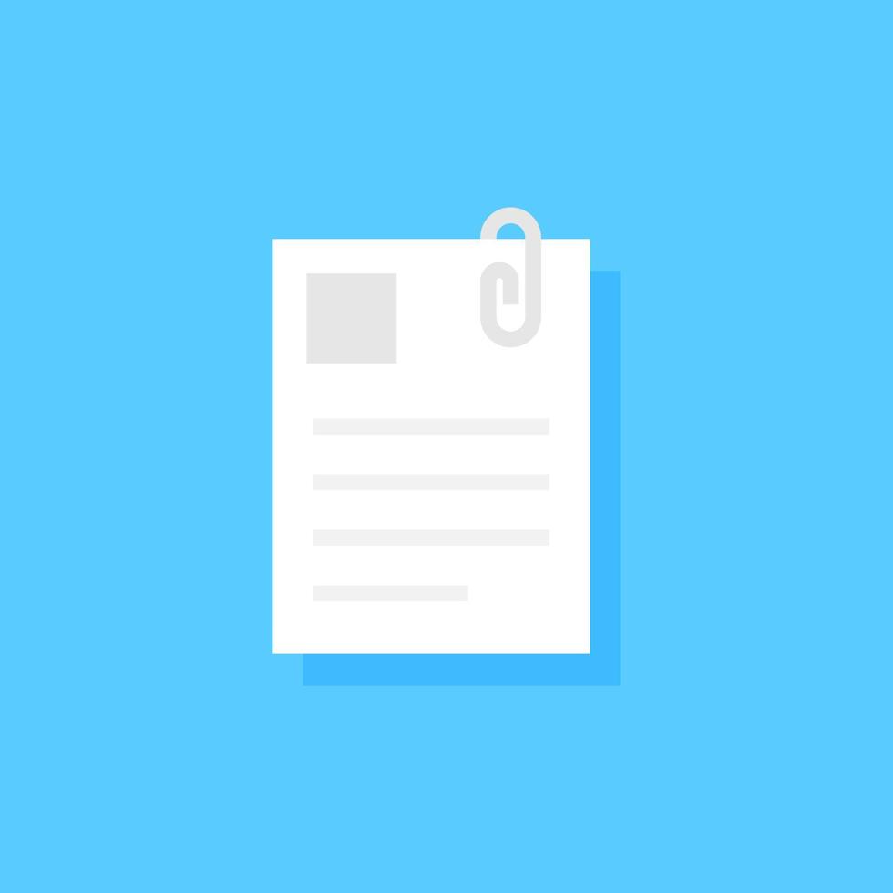 Flat icon of Document with Paper Clip, Professional, Vector and Illustration.