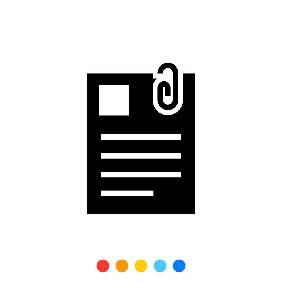 Glyph icon of Document with Paper Clip, Professional, Vector and Illustration.