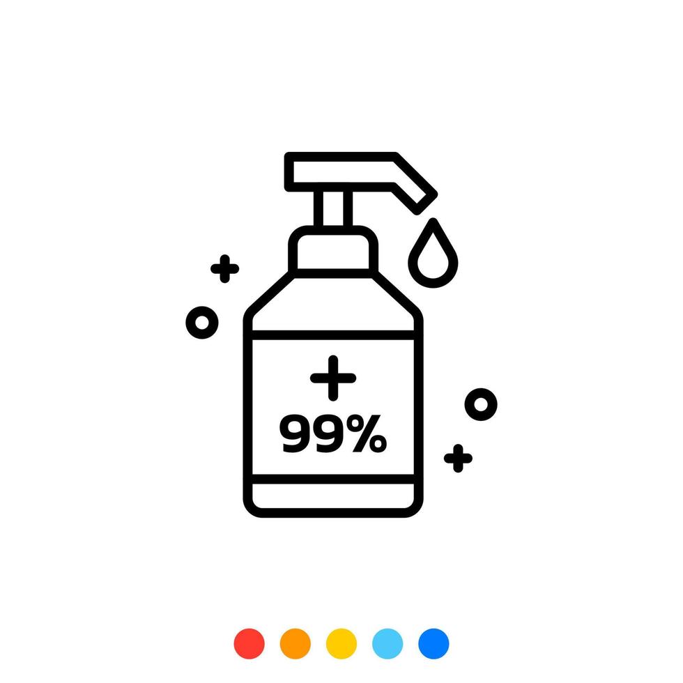 Hand sanitizer bottle Thin line icon. vector