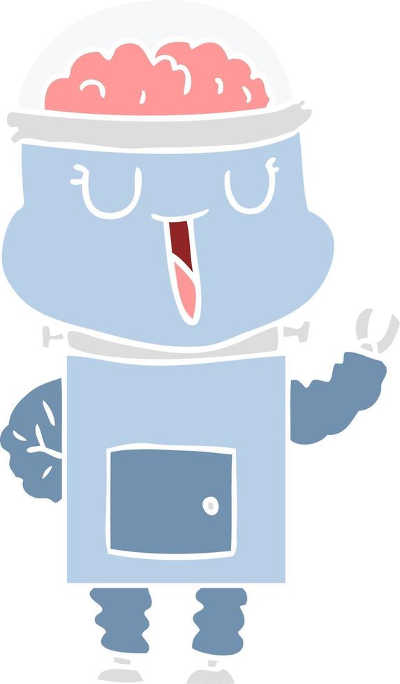 happy flat color style cartoon robot vector