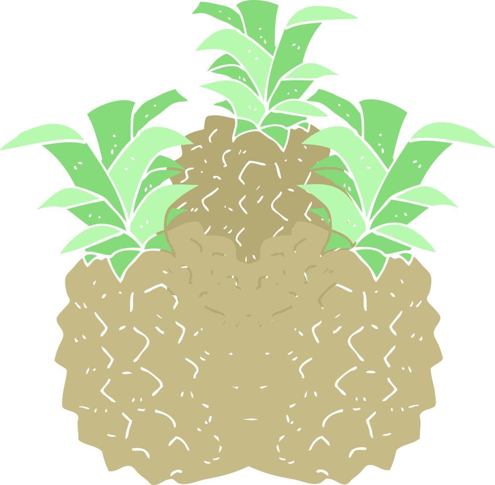 flat color illustration of a cartoon pineapple vector