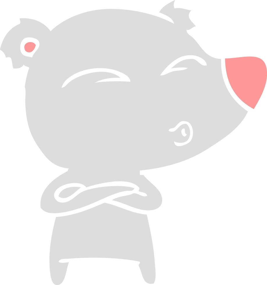 flat color style cartoon whistling bear vector