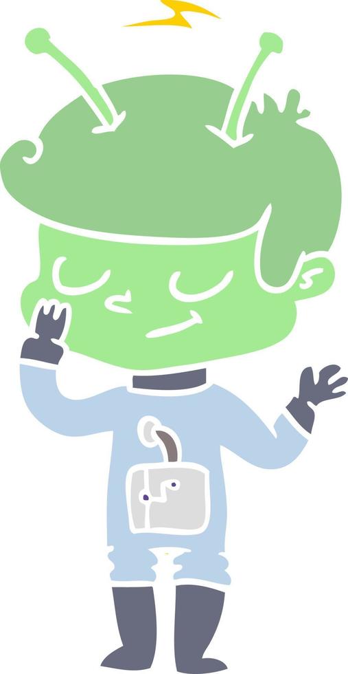 friendly flat color style cartoon spaceman vector