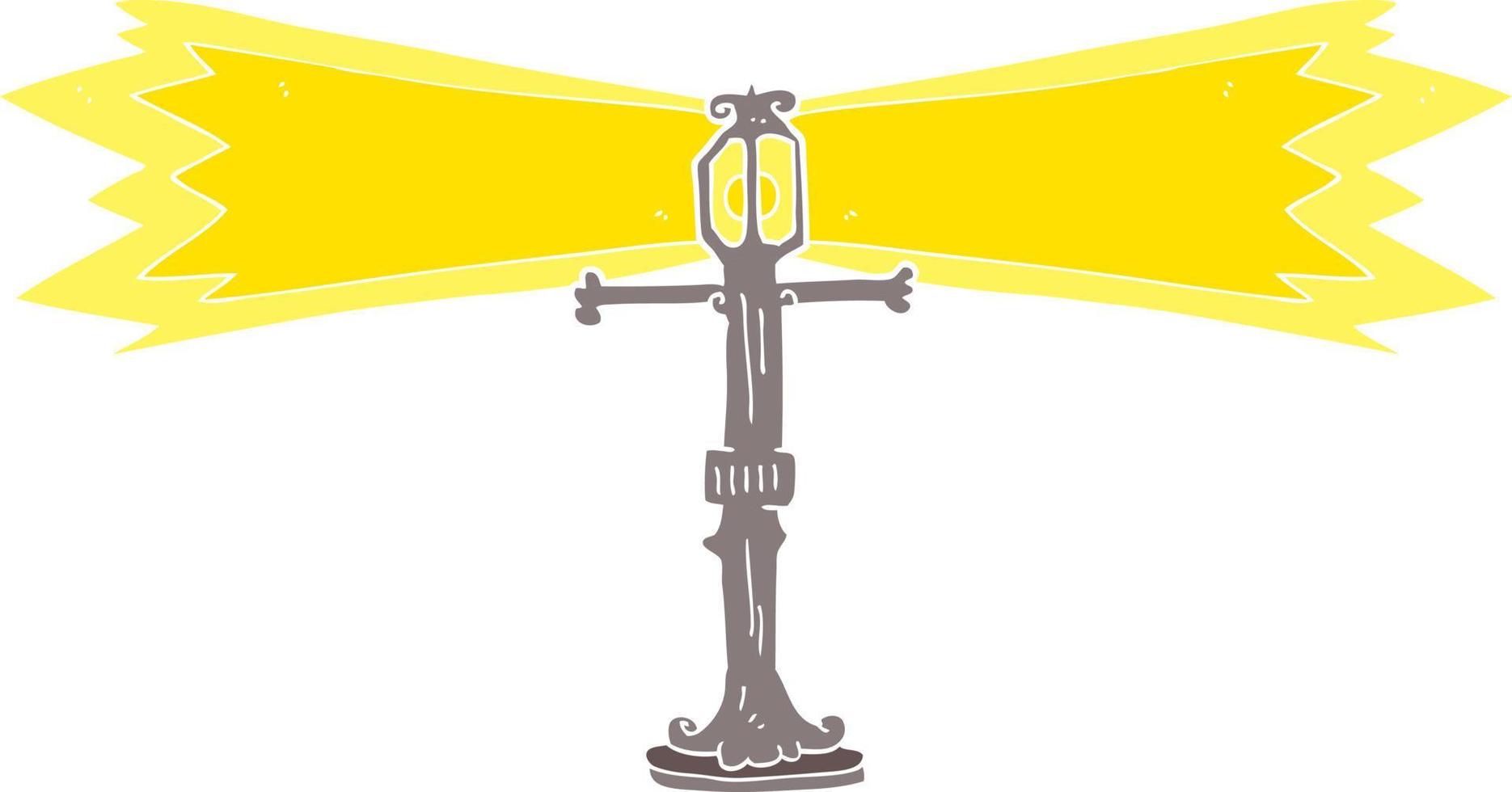 flat color illustration of a cartoon shining street lamp vector