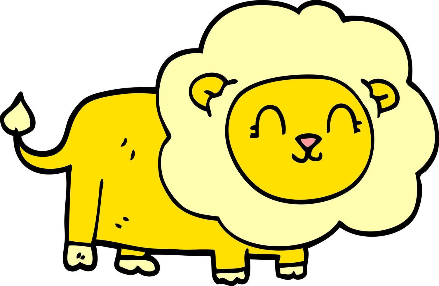 cartoon doodle happy lion vector