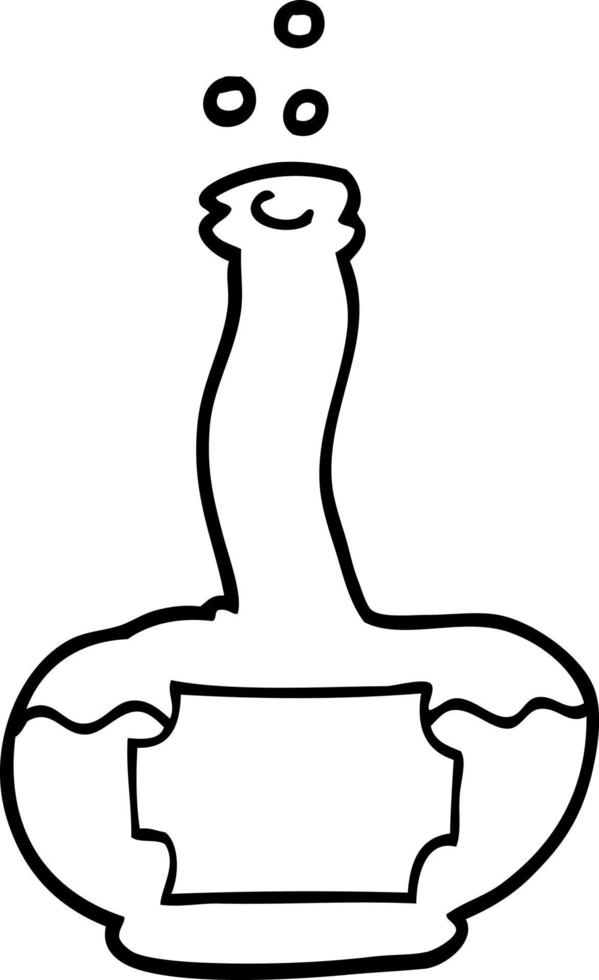 line drawing cartoon old rum bottle vector