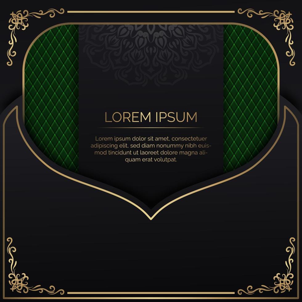 luxury background, black and green, with gold vintage ornaments vector