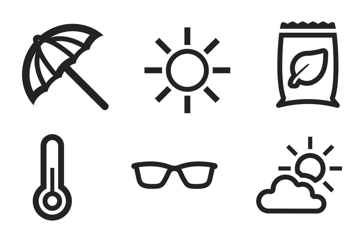 clouds in different weather, season, icon set. Lines with editable strokes vector