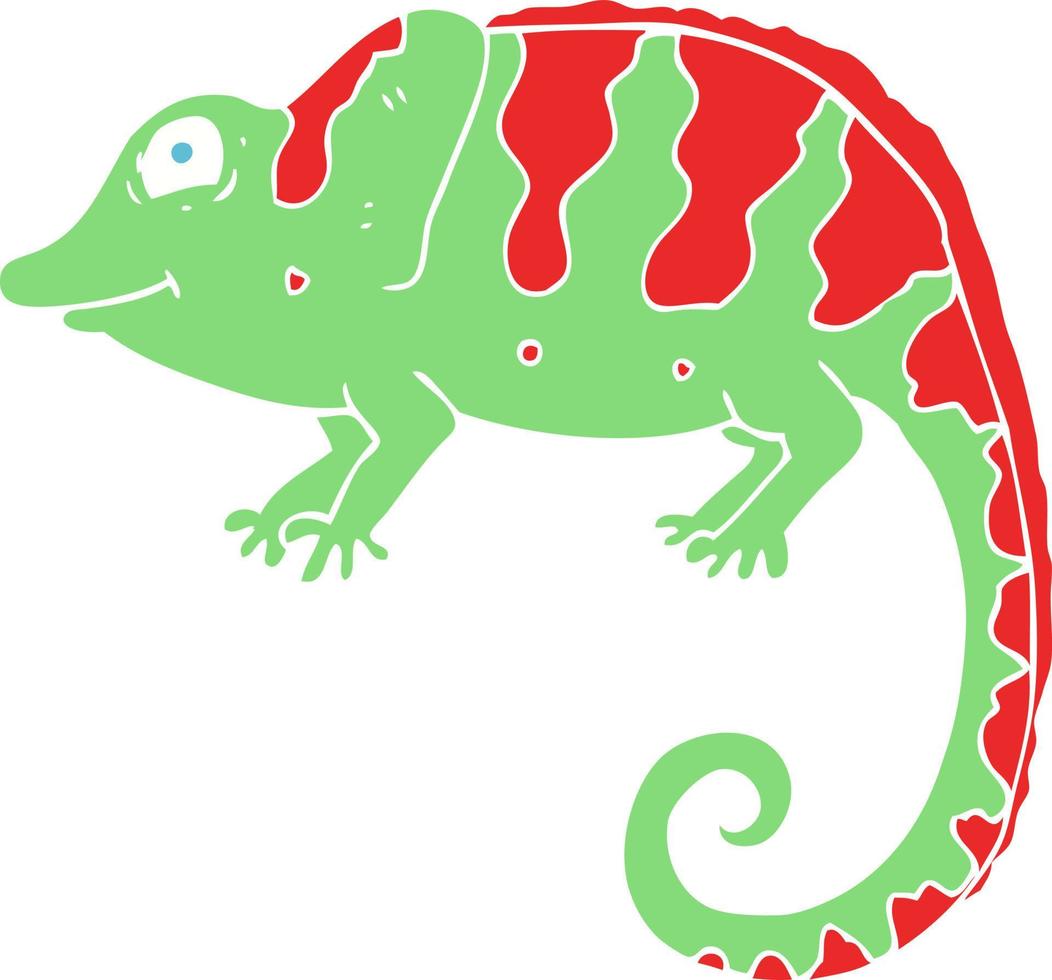 flat color illustration of a cartoon chameleon vector