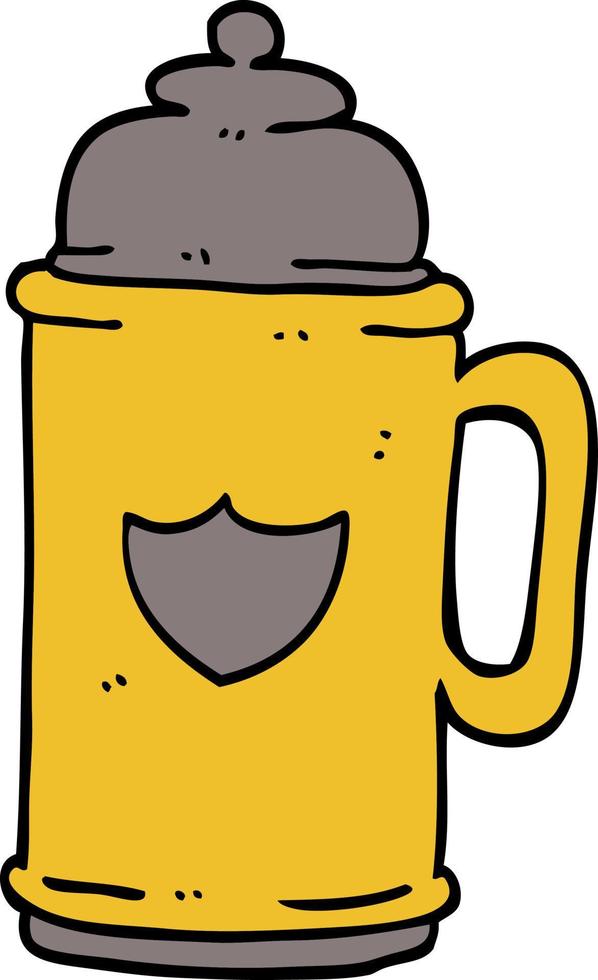 cartoon doodle golden tankard vector