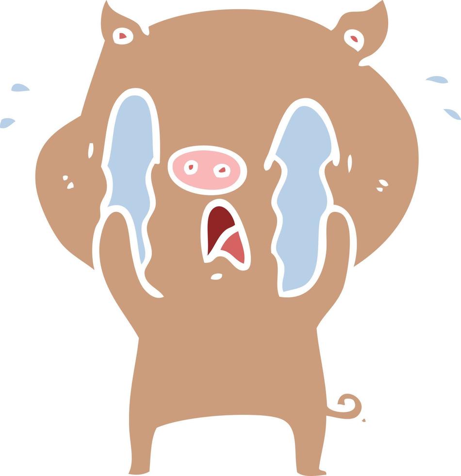 crying pig flat color style cartoon vector