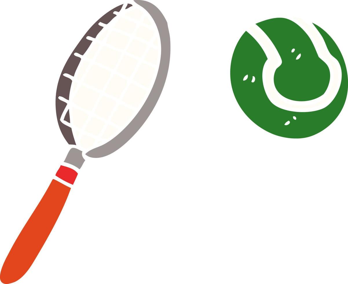 caricatura, garabato, raqueta de tenis, y, pelota vector