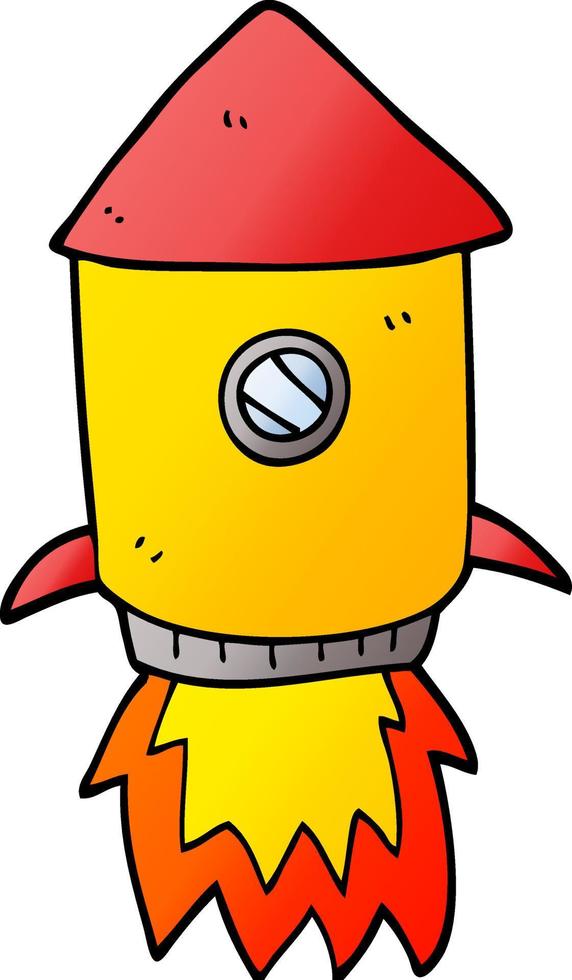 cartoon doodle space rocket vector