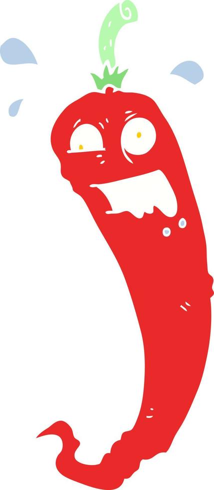 hot chilli pepper flat color illustration of a cartoon vector